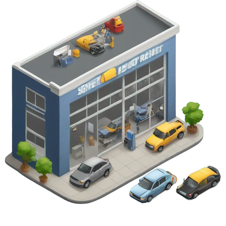 isometric car repair shop emoji