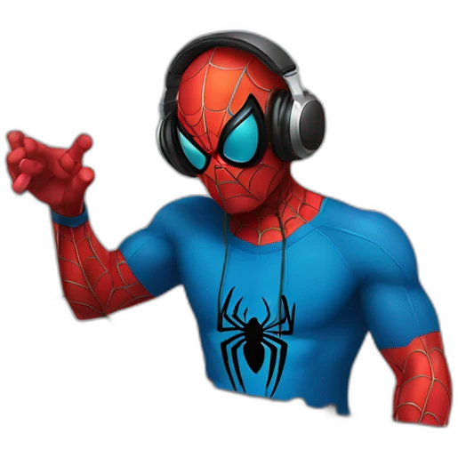 Spider-Man in headphones playing DJ mixer  emoji