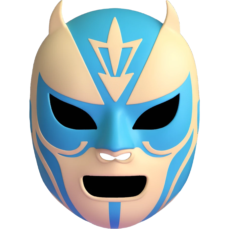 dark green, cream, and Carolina blue luchador mask emoji
