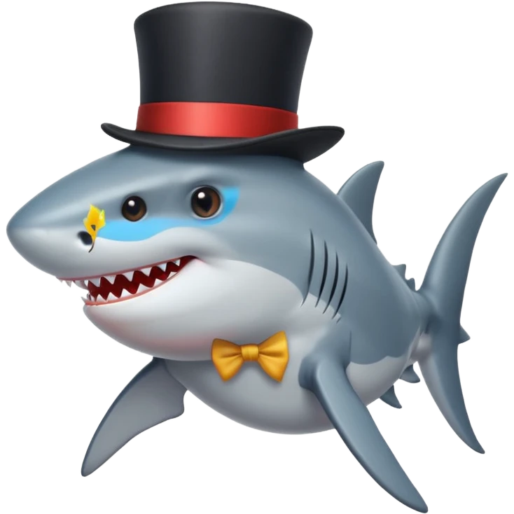 Shark with a top hat emoji