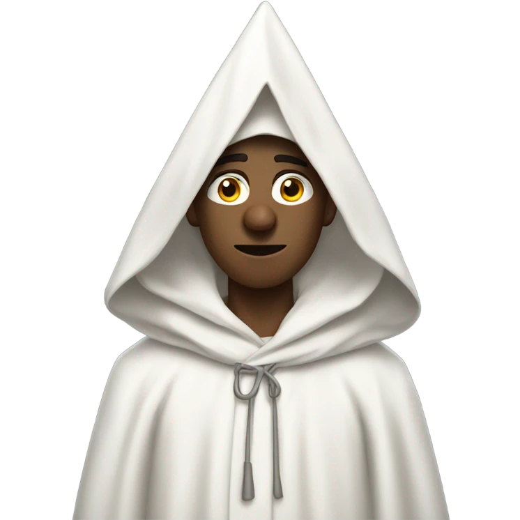 guy in white robes pointy triangle hood with eyeholes emoji