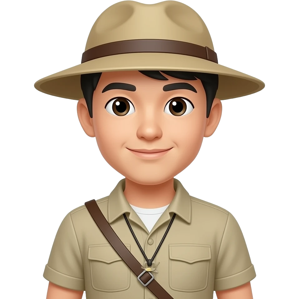 Zoo keeper male Chinese young man icon. Name Jeremy emoji