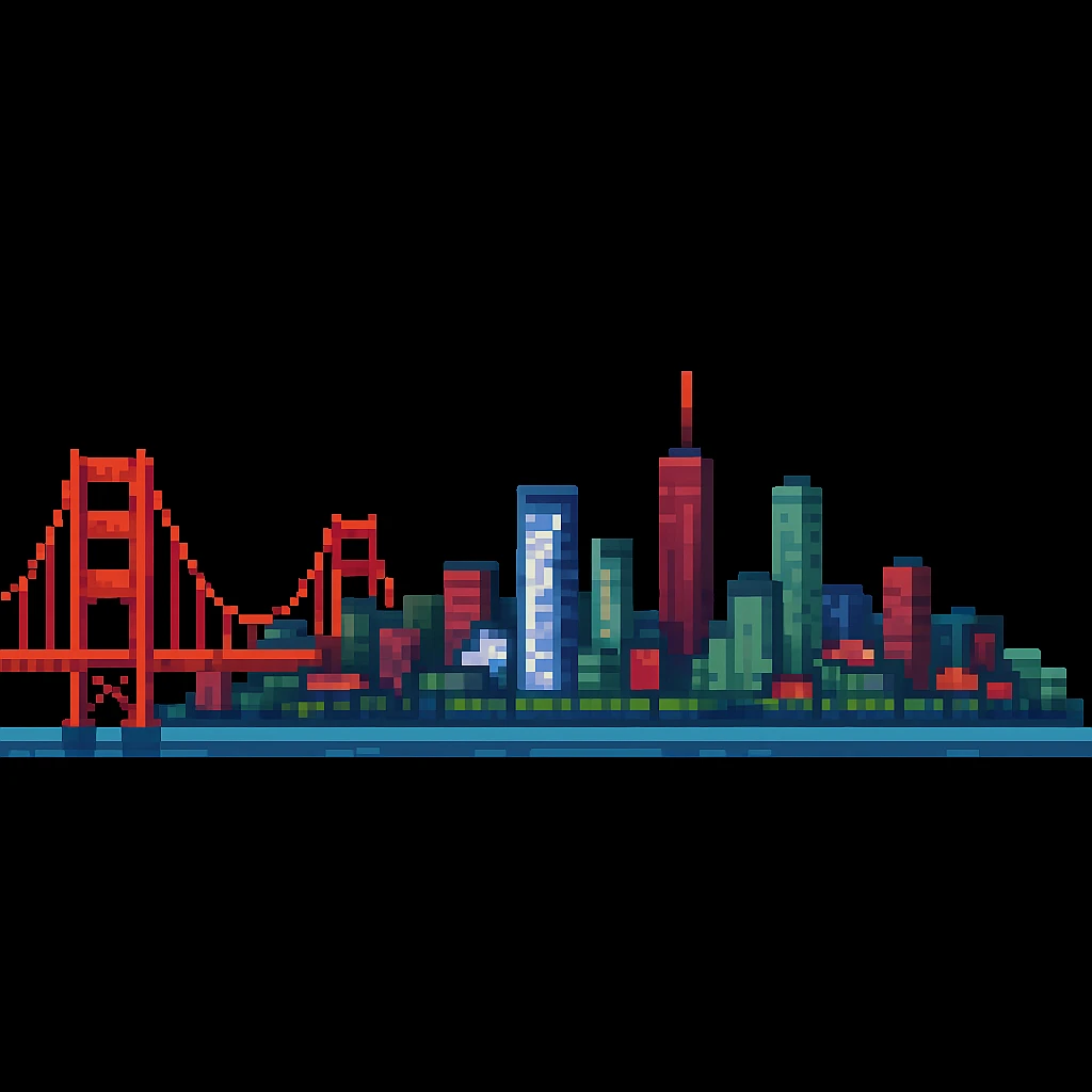 Add Golden Gate Bridge to San Francisco in pixel art style emoji