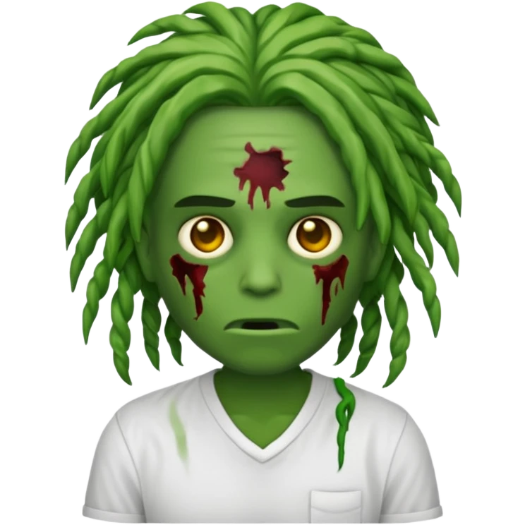 Emoji de zumbi com camisa branca locs no cabelo  emoji