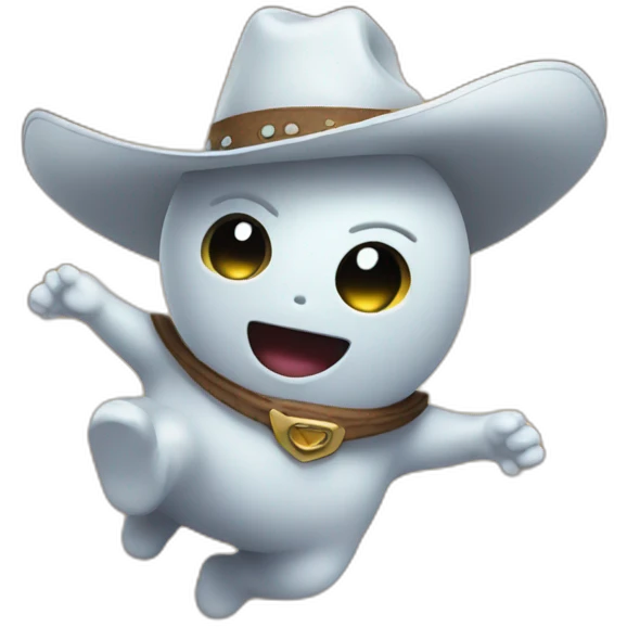 baby ghost cowboy flying at night emoji