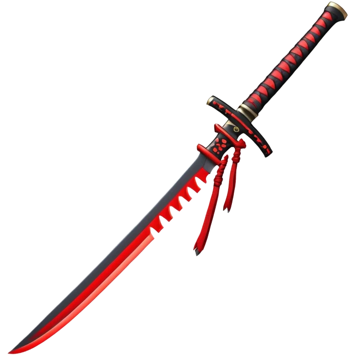 Katana with Oni design on the handle, glowing blade trail. emoji