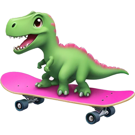 Pink dinosaur on a skateboard  emoji