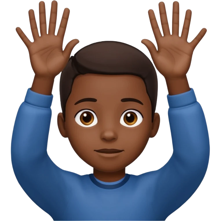 a black kid with two hands up emoji