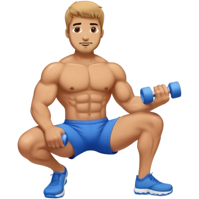 buff guy blue shorts using foam-roller emoji