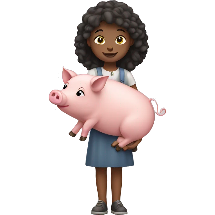 Girl carrying a pig emoji
