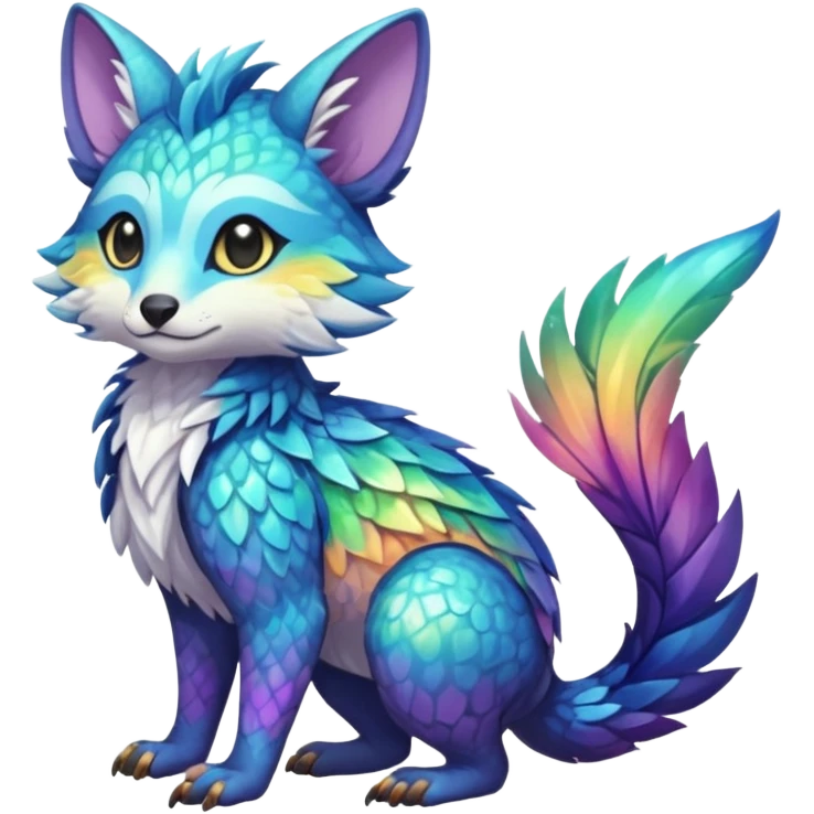 Colorful dark tropical iridescent pastel white glorious divine exotic cute cool beautiful shiny beautiful fantasy-vernid-Trico-oncilla-animal-Fakémon-hybrid-fursona (full body) emoji