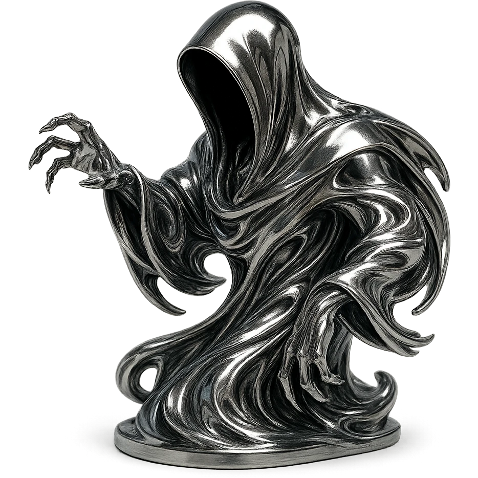 metallic wraith, with swirling forms and an eerie, supernatural aura emoji