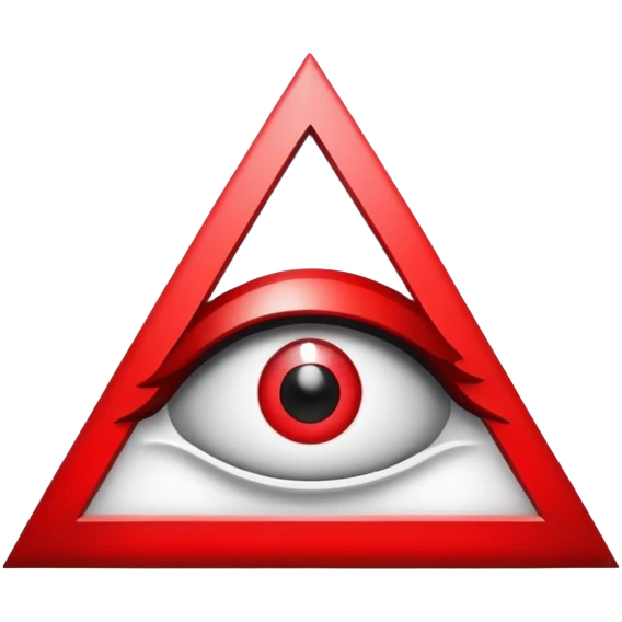 Illuminati triangle symbol with eye in center, black and red color scheme emoji