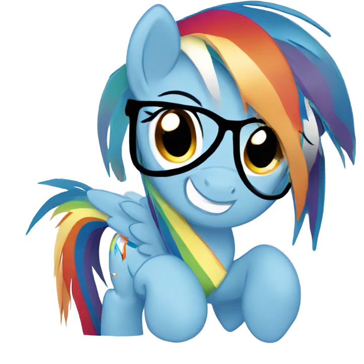 Rainbow dash my little pony emoji with black glasses on  emoji