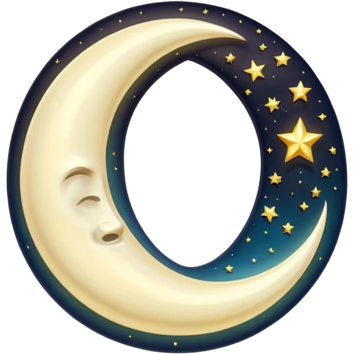“A luxurious ultra-detailed 3D crescent moon with a high-gloss pearlescent surface, smooth reflective texture, soft glowing rim light, cinematic studio lighting, subtle light bloom, realistic depth and curvature, elegant and magical mood, floating in dark space, minimal composition,  emoji