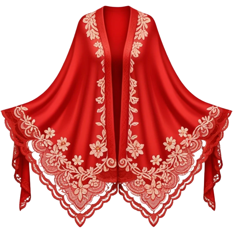 A simple red lace shawl with a delicate design emoji