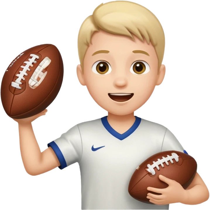 Kid opening football cards emoji