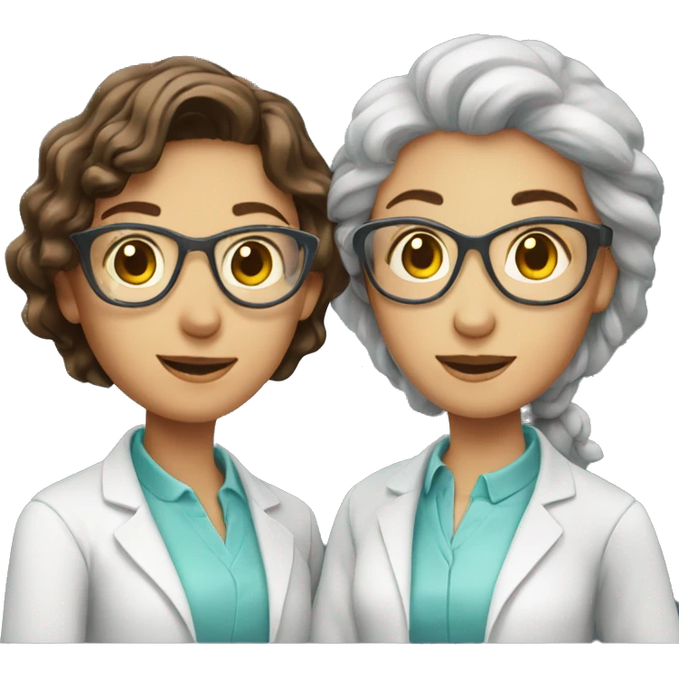  two scientists girls holding one clear beaker emoji