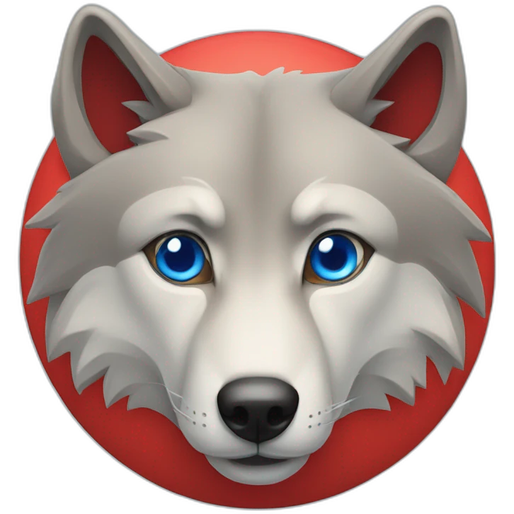 Loup  avec un oeil bleu et un oeil rouge emoji