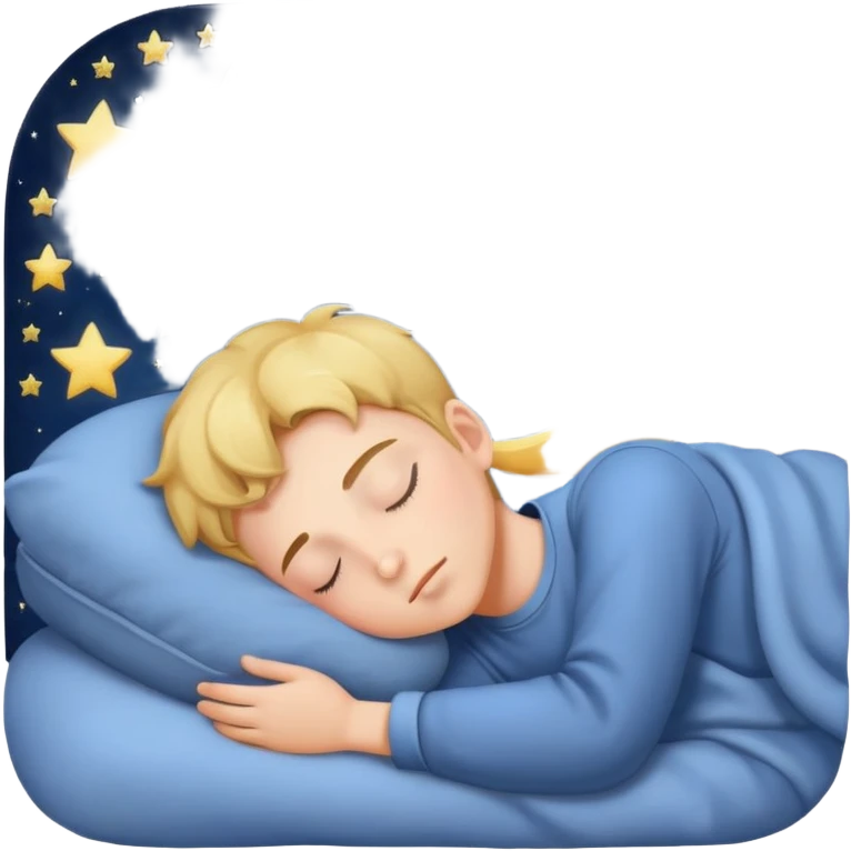 boy sleeping with Z symbols stars and moon in night sky emoji