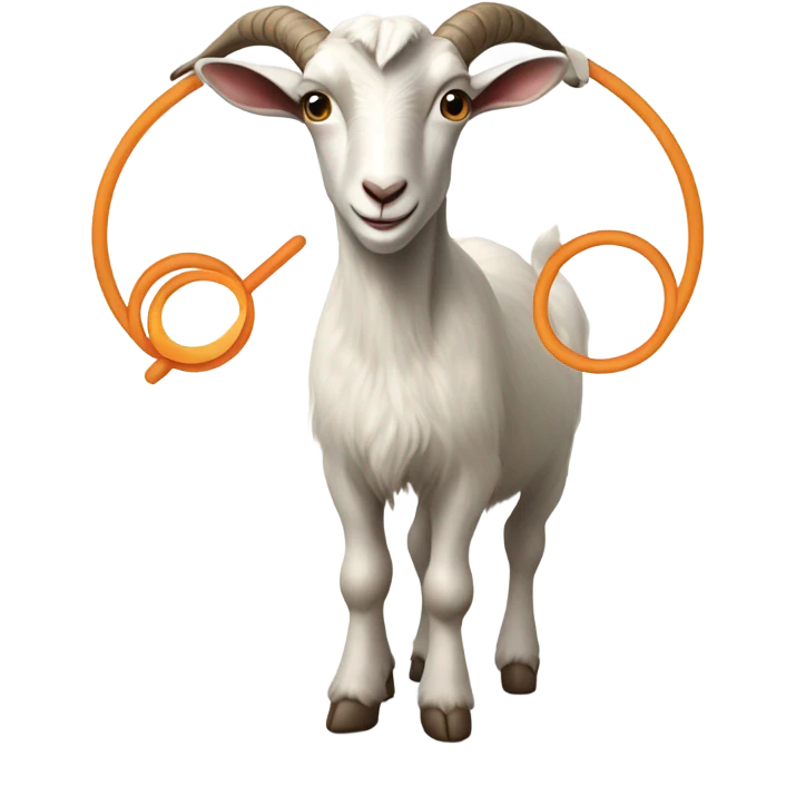 A goat with a two circles next to eachother and a stick coming out of his stomach  emoji
