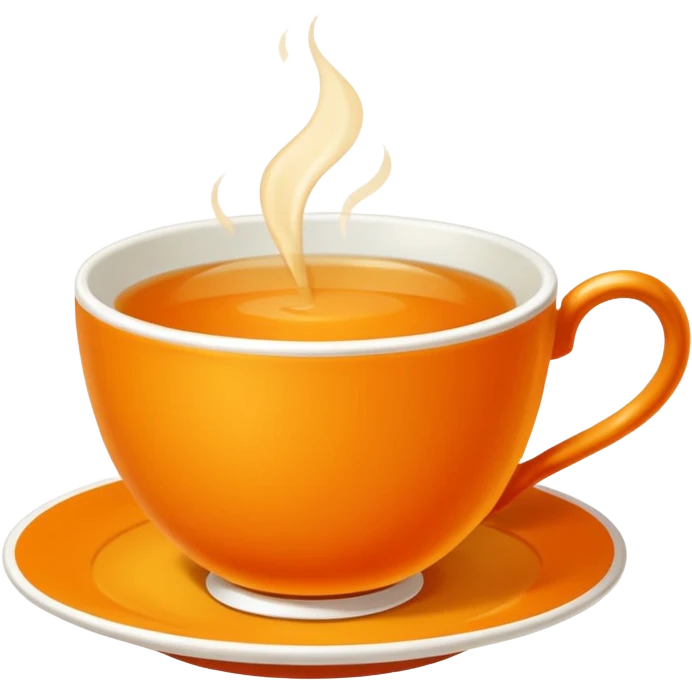 Hermès-style cup of tea, elegant, orange and gold accents, luxury, simple and cute emoji style emoji