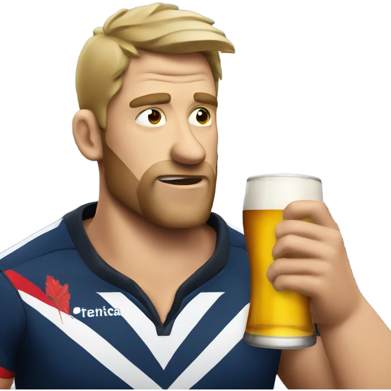 Rugby player drinking a beer emoji