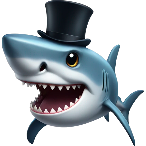 Shark with a top hat emoji