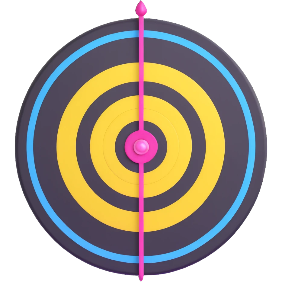 A cute bullseye target with spring pastel colors of yellow, pink and light blue emoji