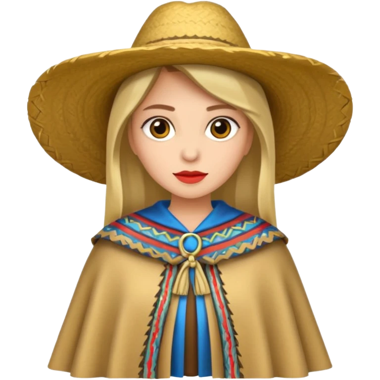 woman with fashion pancho no hat emoji