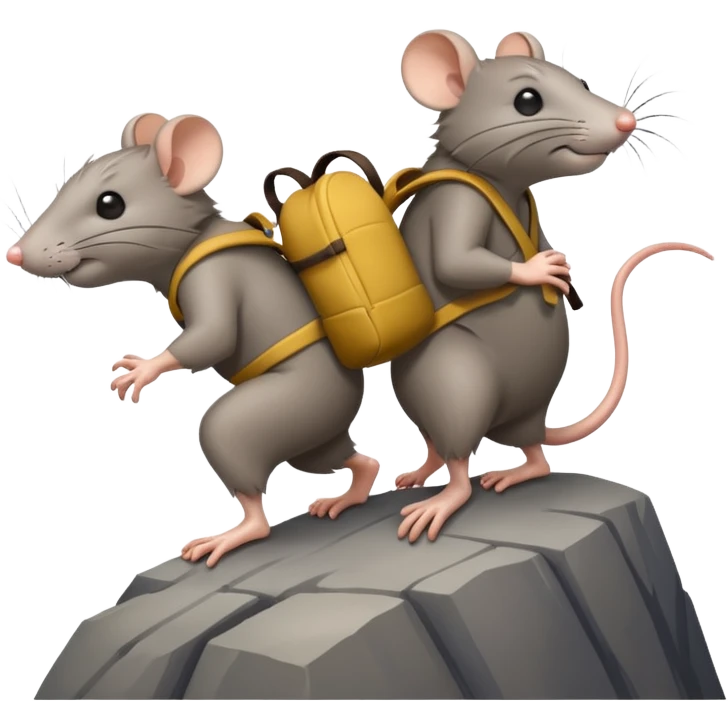 A rat carrying another tired rat up a mountain on his back emoji