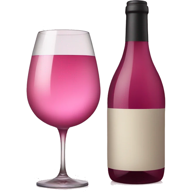 wine bottle and pink wine glass emoji