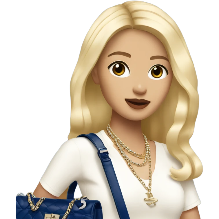 Blonde Chanel blue eyes Asian Girl with Birkin bag and Chanel necklace emoji