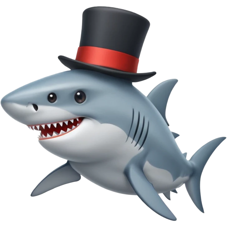 Shark with a top hat emoji