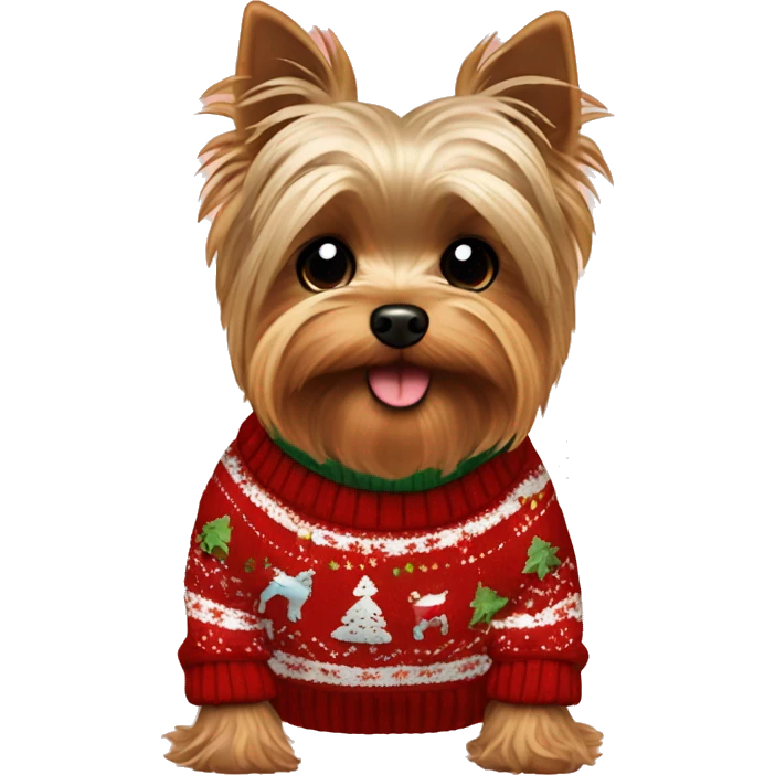 Yorkie with chirstmas sweater emoji