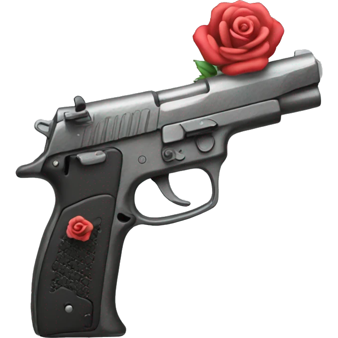 gun with tiny embedded rose emoji