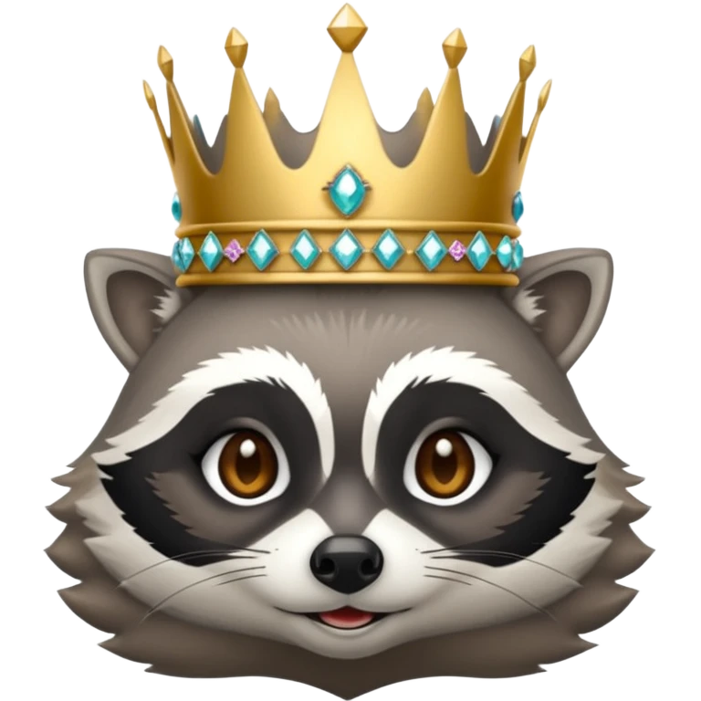 queen racoon with jewelled crown  emoji