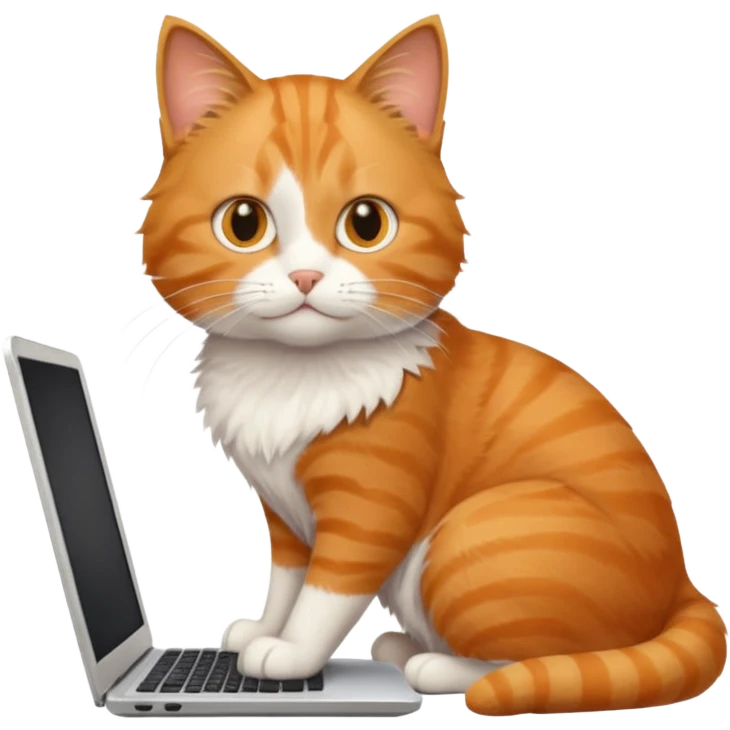 cat coding on computer emoji