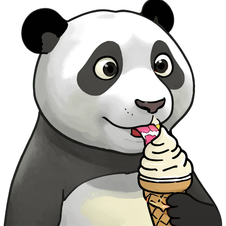 Panda eating ice cream emoji