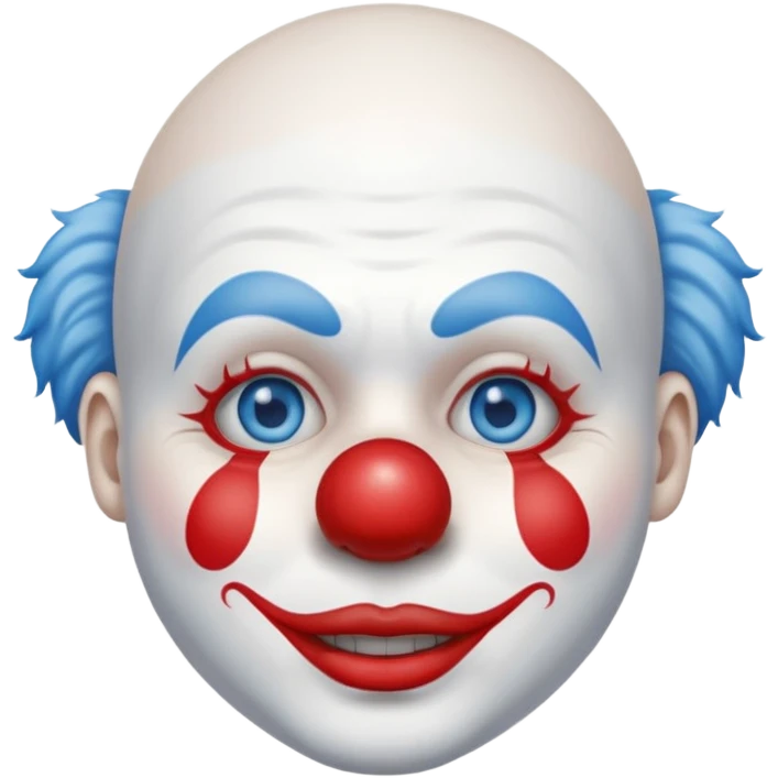 ["Clown with white face paint and red nose, single teardrop."] emoji