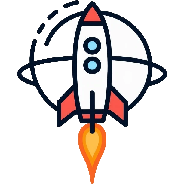 space agency logo with rocket and orbit symbol emoji