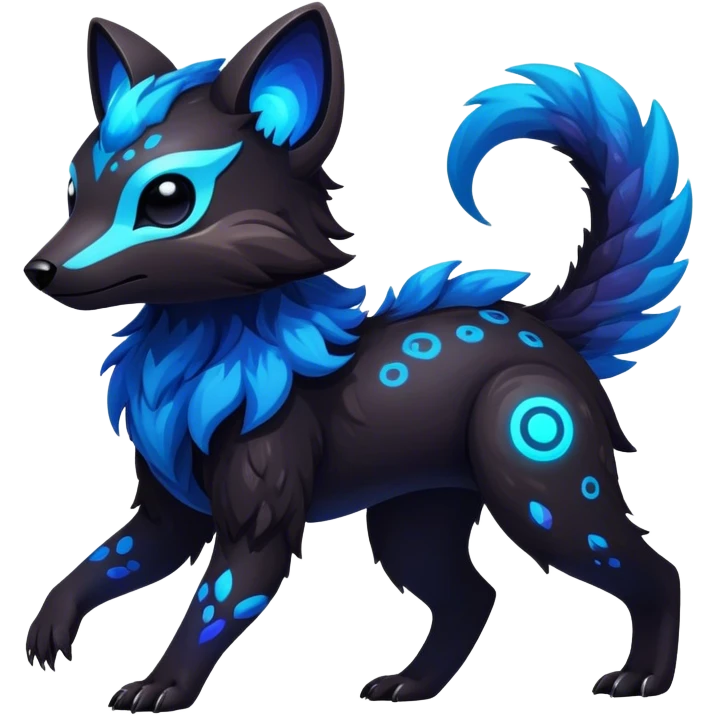 Epic Edgy Cute Colorful Vibrant Dark Nebula Modern Vernid-Protogen-creature-animal, full body emoji