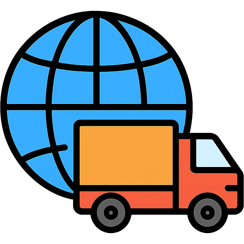 a globe with a delivery truck emoji