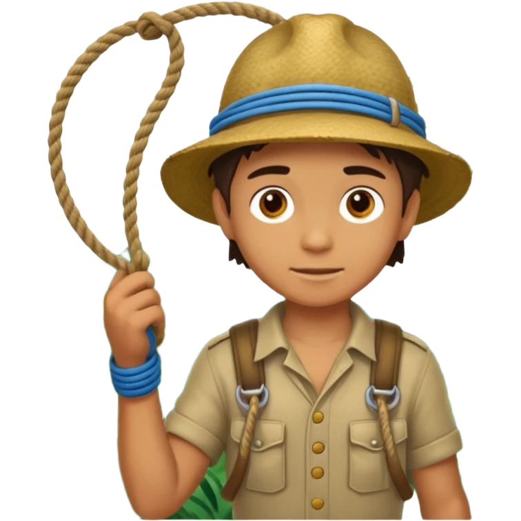 Boy + holding rope,Jungle Explorers. emoji