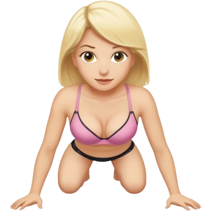 Blonde woman wearing a bra and crawling emoji