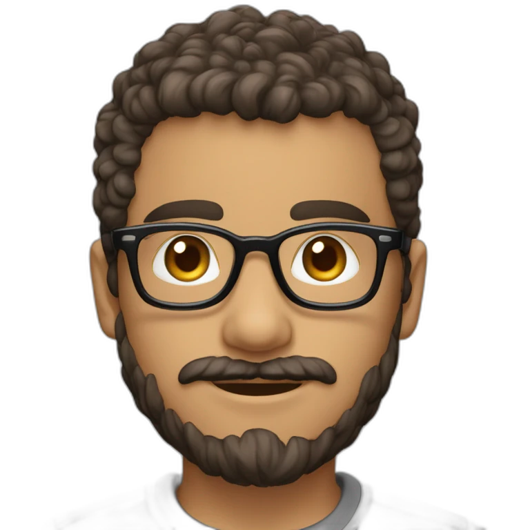 Garçon lunettes et cheveux courts bruns bouclés  emoji