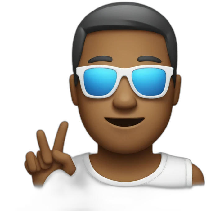 Emojis square wearing sunglasses with peace hand emoji