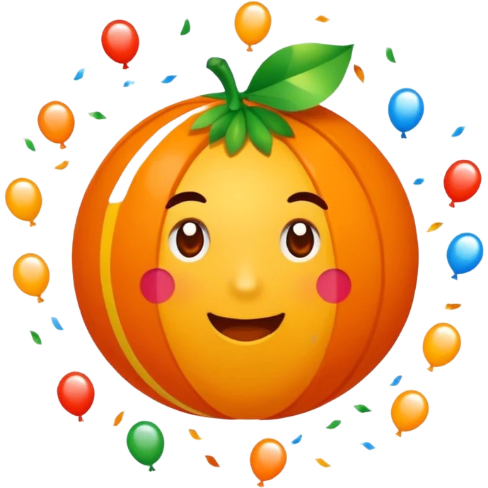 Una cara roja con naranja con rayos que explotan y llena de confeti  emoji