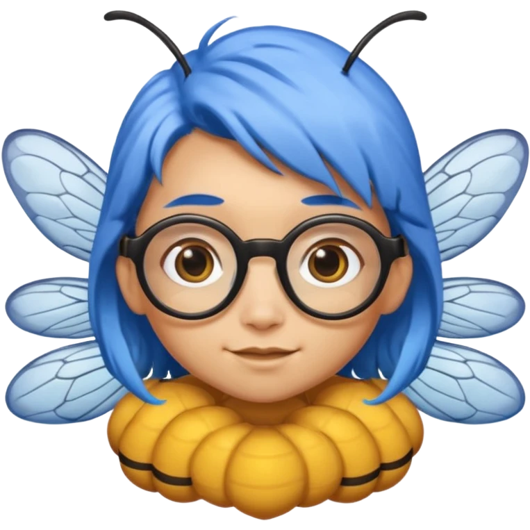 bee with blue hair and spectacles and wings emoji