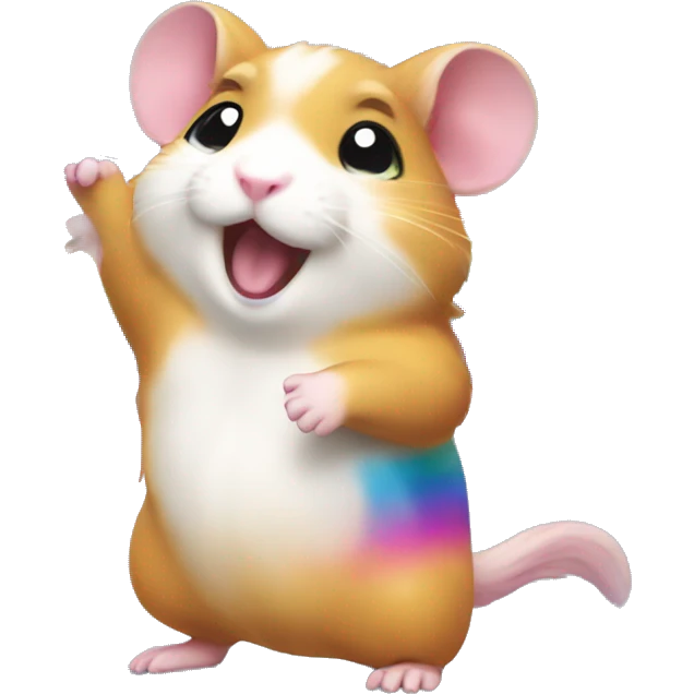 Dancing rainbow hamster emoji